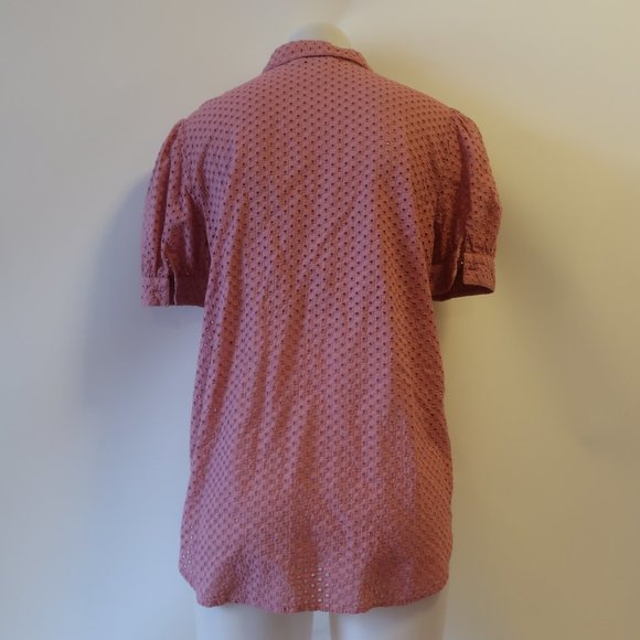 Krizia Jeans Pink Cut Out Design Button Down Blouse Sz 8* - Picture 6 of 8